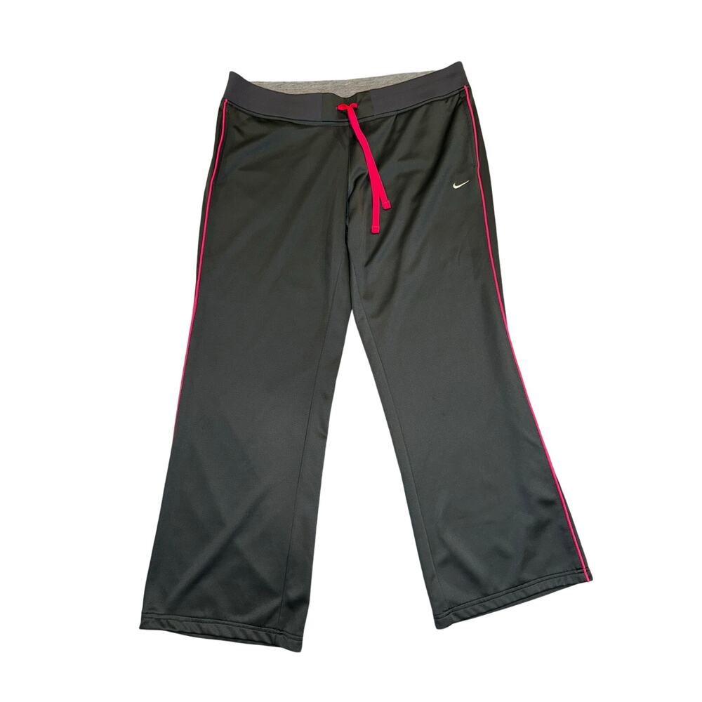 Nike Gray Track Pants Pink Piping Drawstring Athletic Bottoms Women’s XL